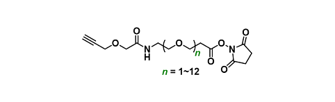 Propargyl-O-C1-amido-PEGn-C2-NHS ester